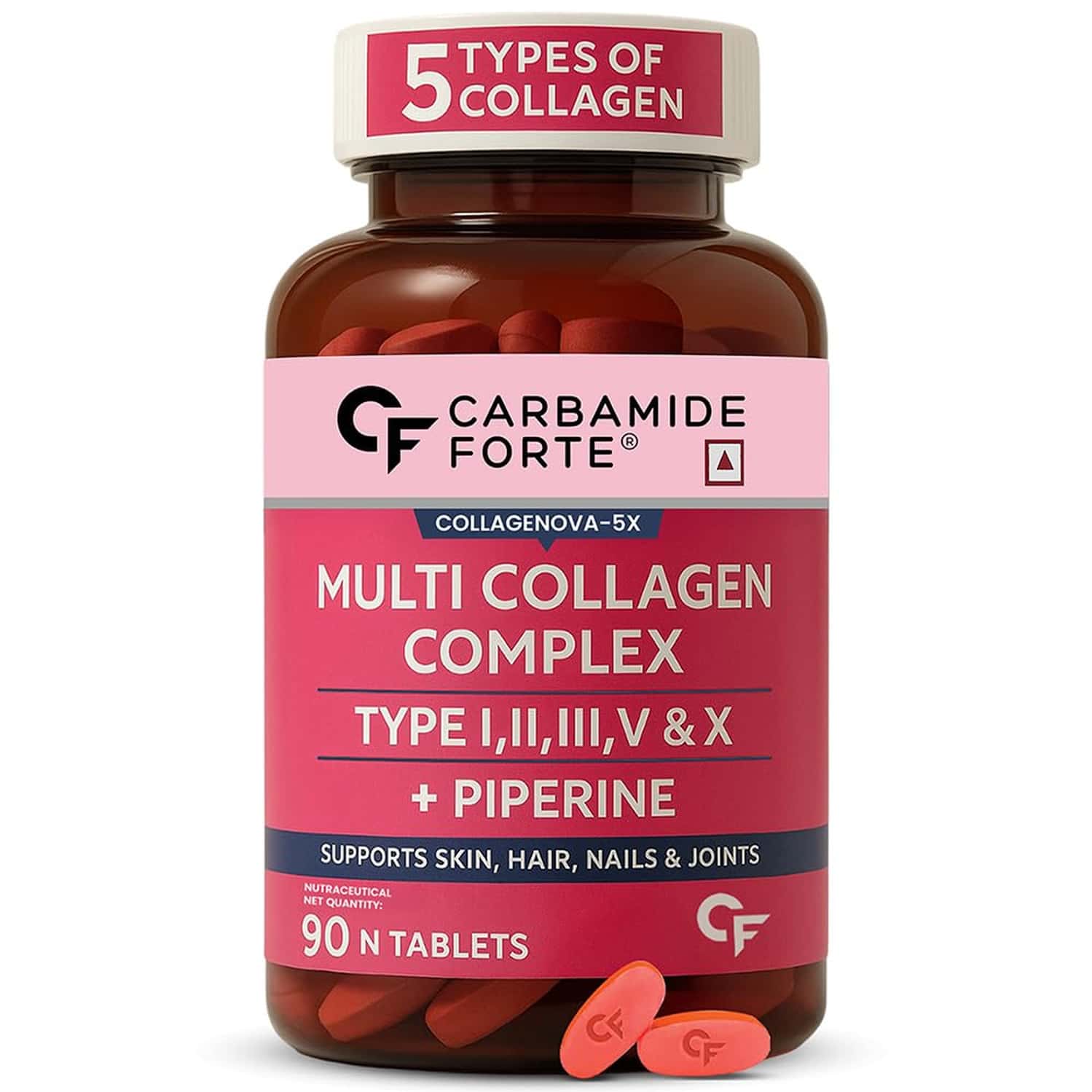 Carbamide Forte Multi Collagen Complex With 5 Types Of Collagen Bottle Of 90 Tablets