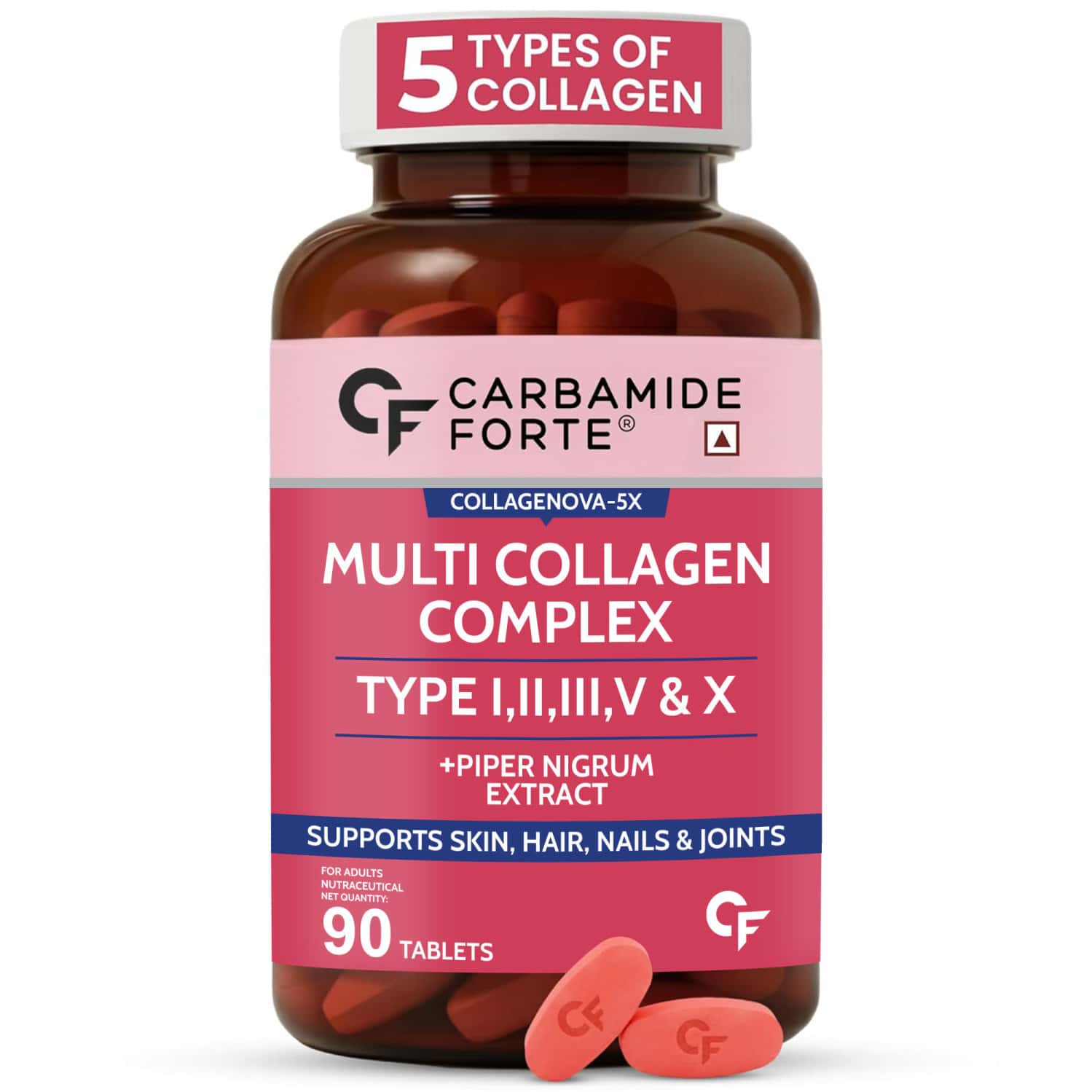 Carbamide Forte Multi Collagen Complex With 5 Types Of Collagen Bottle Of 90 Tablets