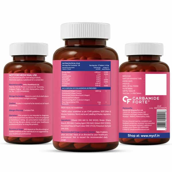Carbamide Forte Multi Collagen Complex With 5 Types Of Collagen Bottle Of 90 Tablets