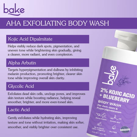 Bake 2% Kojic Brightening Body Wash With Glycolic & Arbutin (300ml)