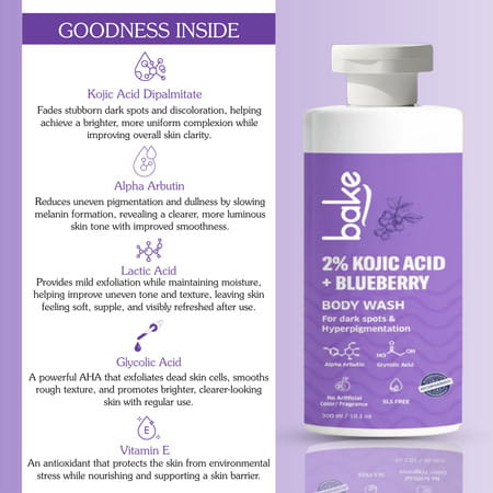 Bake 2% Kojic Brightening Body Wash With Glycolic & Arbutin (300ml)