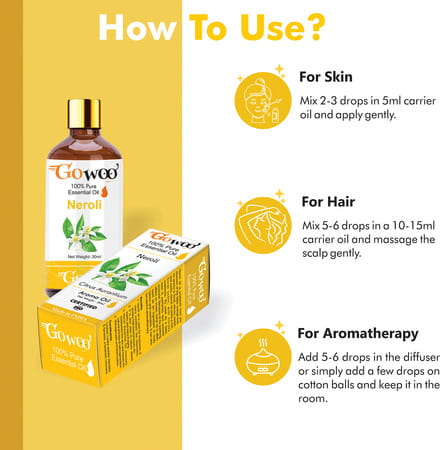 Go Woo 100% Pure Neroli Oil Virgin & Undiluted 30 Ml