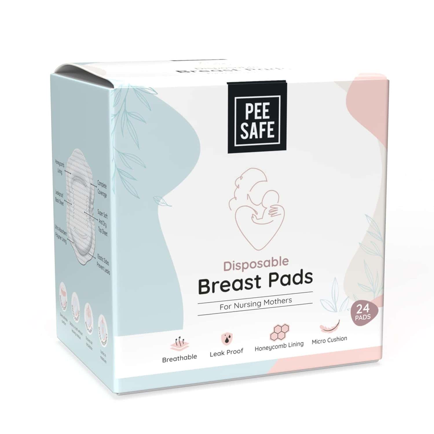 Pee Safe Super Soft And Absorbent Breast Pads | For New Mothers | Pack Of 24 Nursing Breast Pad