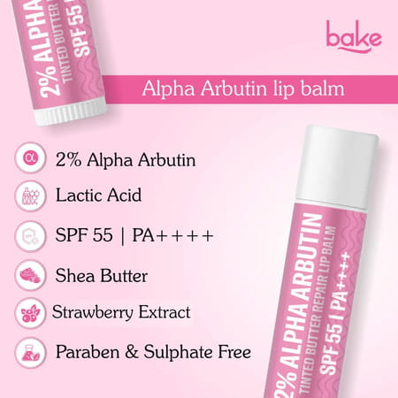 Bake 2% Alpha Arbutin Tinted Lip Balm Spf 55 Pa++++ For Pigmented Lips (5G)