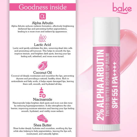 Bake 2% Alpha Arbutin Tinted Lip Balm Spf 55 Pa++++ For Pigmented Lips (5G)