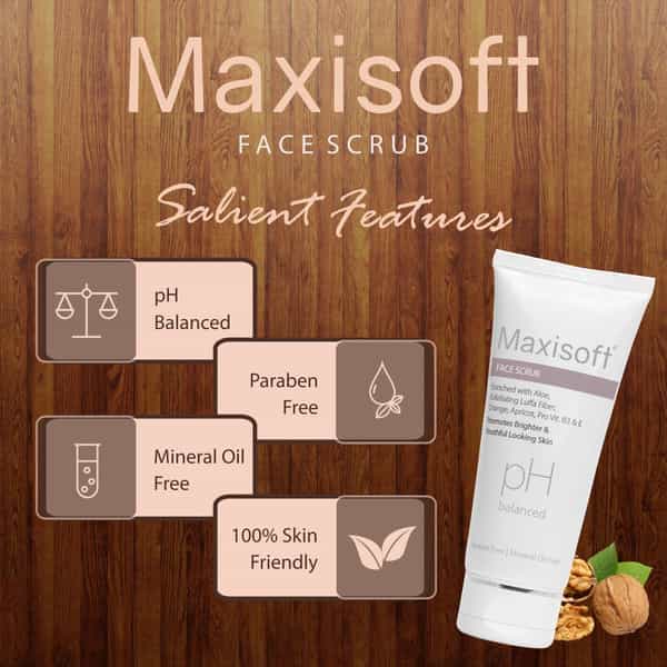 Maxisoft Face Scrub | Promotes Brighter & Youthful Looking Skin | Tube | 100 Gm | Pack Of 2