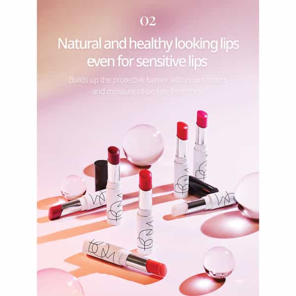 B.o.m Dewy Lip Balm 02 Pure Red - 7 Colours - Lip Moisturizing To Protect Sensitive Lips - 4.5G