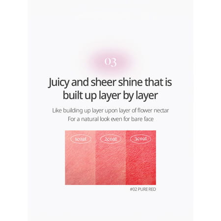 B.o.m Dewy Lip Balm 02 Pure Red - 7 Colours - Lip Moisturizing To Protect Sensitive Lips - 4.5G
