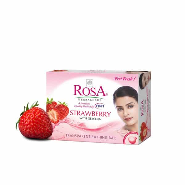 Rosa Transparent Strawberry And Peach & Olive Gel Soap I Skin Conditioners I Pack 4 *100G Each