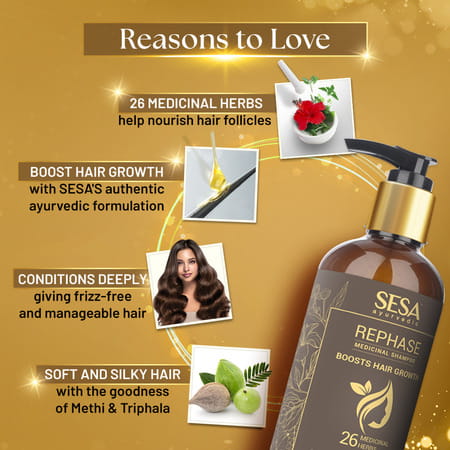 Sesa Rephase Medicinal Shampoo Helps Control Hair Fall & Promotes Hair Growth 300 Ml