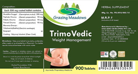 Grazing Meadows Trimovedic 900 Tablets | Natural Supplement For Weight Management