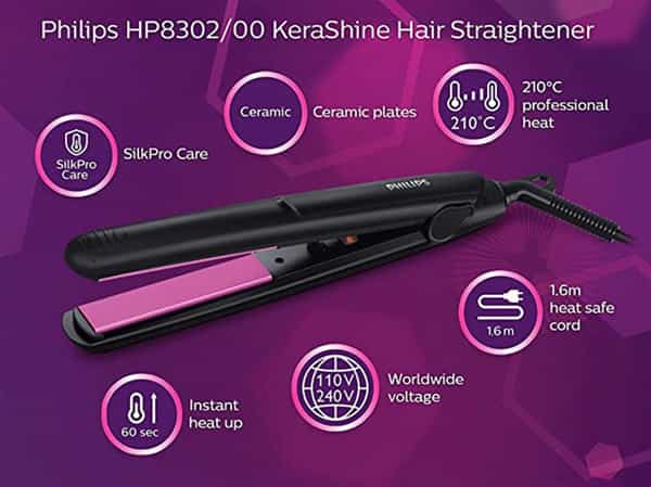 Philips Hp8302/06 Compact Straightener Pink Plate