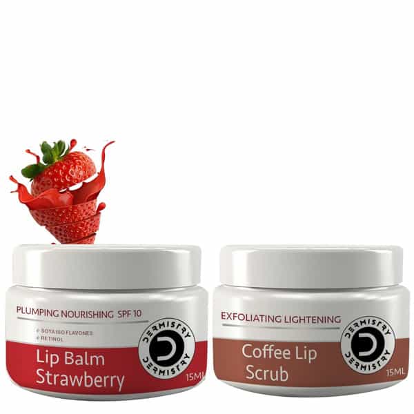 Dermistry Strawberry Shea Butter Spf 10 & Dark Dry Tan Pigmentation Removal Lip Balm Coffee Scrub