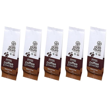 Pure & Sure Organic Coffee Smooth-200gm X Pack Of 5 Roast & Ground Coffee (5 X 200 G)