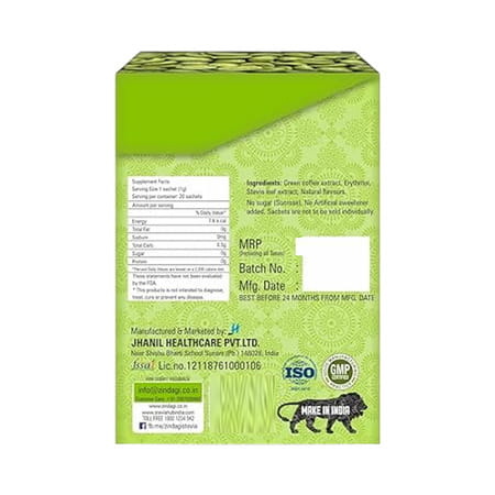 Zindagi Instant Green Coffee Powder|Natural Extract Of Coffee Beans |20 Sachets|Pack Of 3