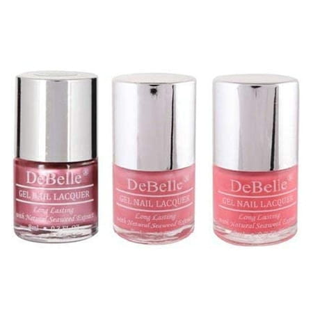 Debelle Natural Nail Polish Combo Kit Of 3(Metallic Pink,Pink Shimmer,Baby Pink), 24 Ml (8 Ml Each)