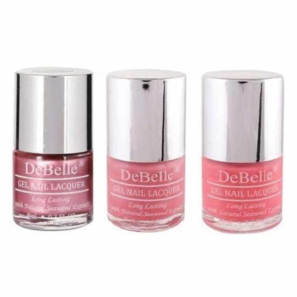 Debelle Natural Nail Polish Combo Kit Of 3(Metallic Pink,Pink Shimmer,Baby Pink), 24 Ml (8 Ml Each)