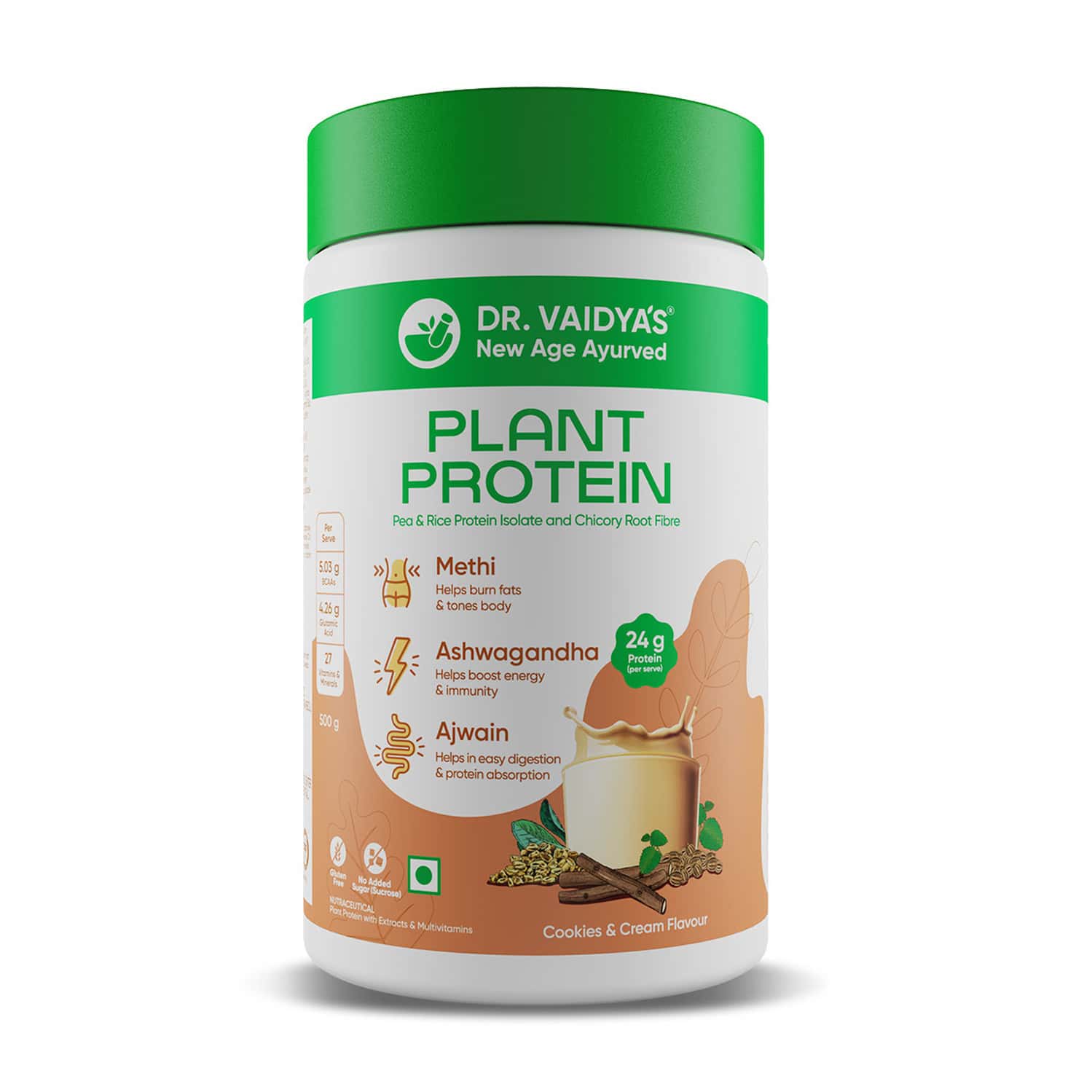 Dr. Vaidya'S Plant Protein For Cookies & Cream Flavour | 500g