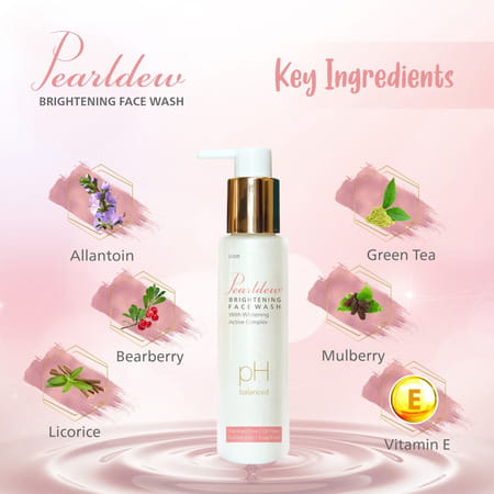 Pearldew Brightening Face Wash 100 Ml|With Licorice | Aloe Vera | Vitamin E & B3|100 Ml (Pack Of 2)