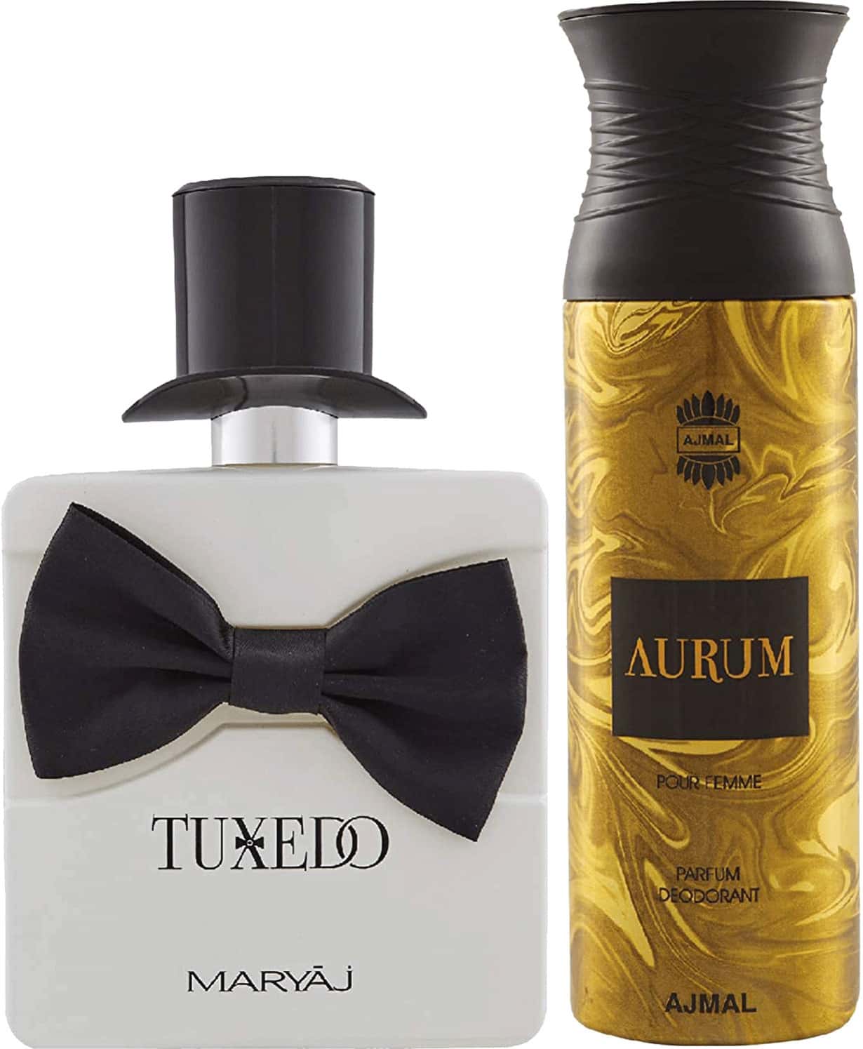 Maryaj Tuxedo Edp Spicy Woody Perfume 100ml For Men And Ajmal Aurum Femme Deodorant 200ml For Women