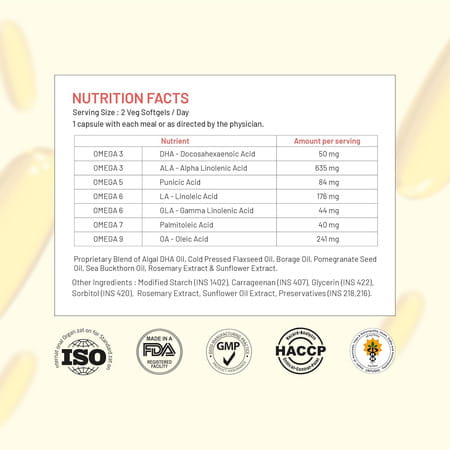 Bliss Welness Penta Omega Advanced Formula For Heart Brain Skin & Joints & Metabolism 60 Softgels