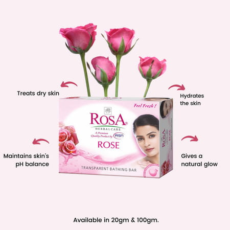 Rosa Transparent Peach & Olive| Mint| Neem And Aloevera Gel Soap | Pack 4 *100g Each