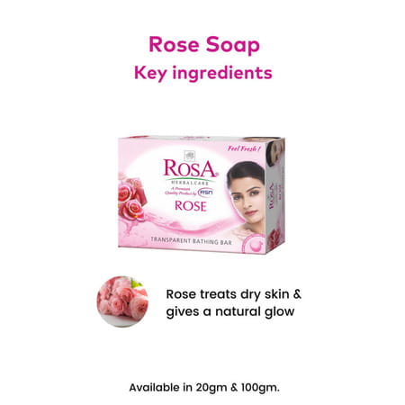 Rosa Transparent Peach & Olive| Mint| Neem And Aloevera Gel Soap | Pack 4 *100g Each