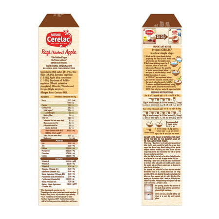 Nestle Cerelac Ragi (Nachni) Apple | No Refined Sugar | No Preservatives | 6 To 24 Months | 300 Gm