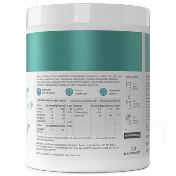 Hk Vitals Korean Marine Collagen Supplement (Orange | 250G) With Sipper | 300Ml | Combo