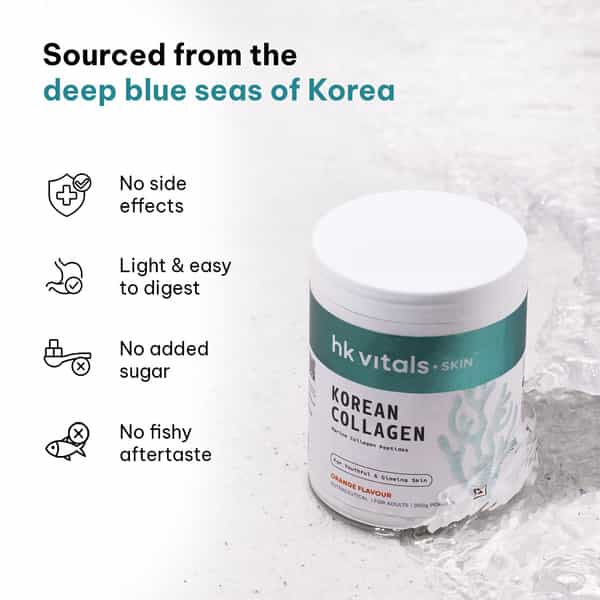 Hk Vitals Korean Marine Collagen Supplement (Orange | 250G) With Sipper | 300Ml | Combo