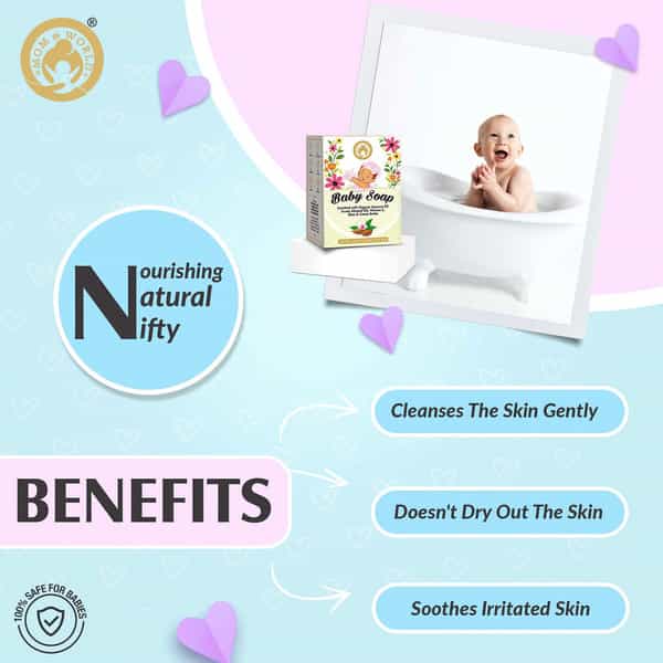 Mom & World Natural Baby Soap Enriched With Organic Coconutoil | Sweet Almondoil | Vitamine-125G