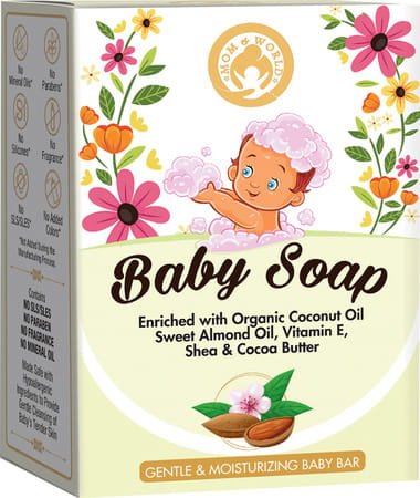 Mom & World Natural Baby Soap Enriched With Organic Coconutoil | Sweet Almondoil | Vitamine-125G