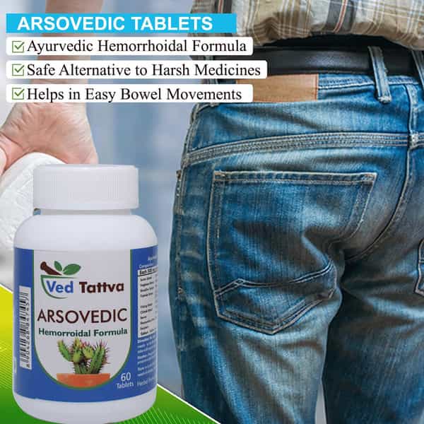Ved Tattva Arso Vedic 60 Tablets Natural Supplement - Ayurvedic Hemorrhoid Medicine (Pack Of 4)