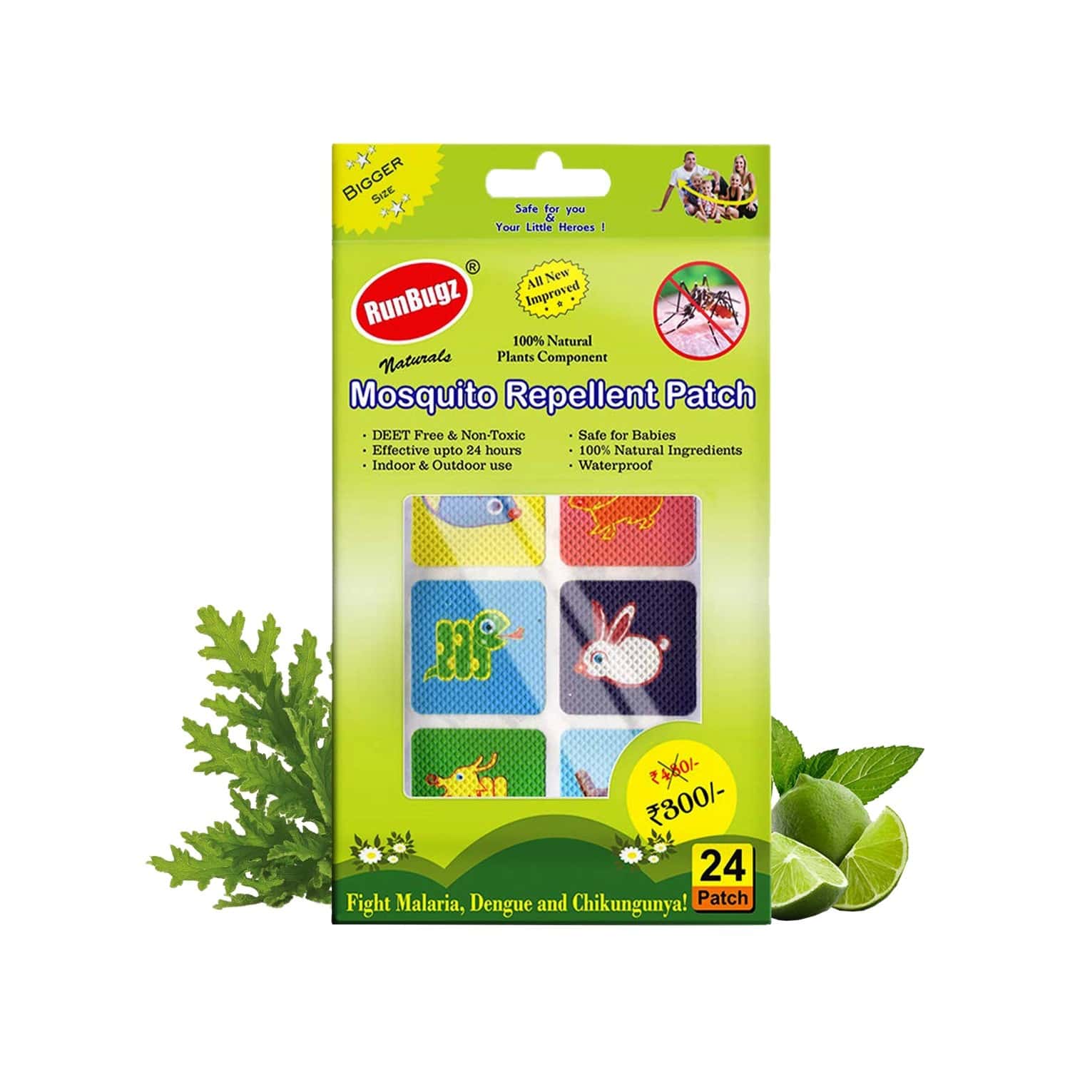 Buy RUNBUGZ MOSQUITO REPELLENT ANIMAL PATCHES FOR BABIES, 24 PATCHES