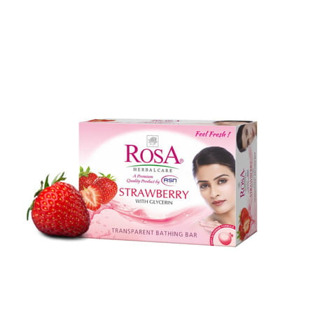 Rosa Transparent Neem & Strawberry Gel Soap I Best Glycerin Gel Bathing Bar (6 X 100 G)