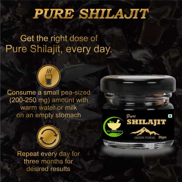 Fij Ayurveda Pure Ayurvedic Shilajit/Shilajit Resin (Semi Liquid) Supports Vigor & Vitality - 20Gm