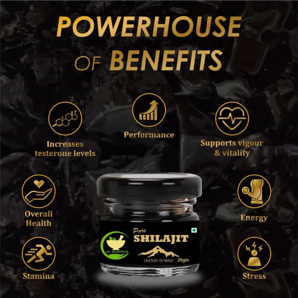 Fij Ayurveda Pure Ayurvedic Shilajit/Shilajit Resin (Semi Liquid) Supports Vigor & Vitality - 20Gm