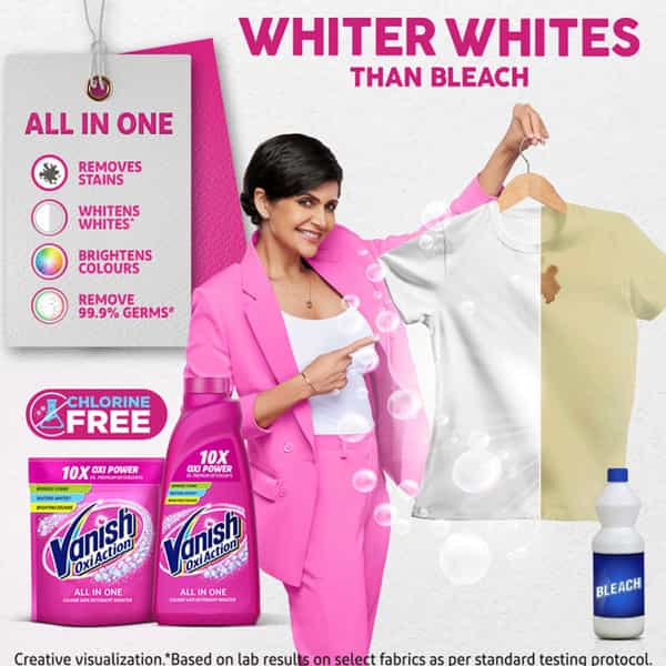 Vanish All In One Liquid Detergent Booster 400 Ml - Removes Stains Whitens Whites Brightens Colors
