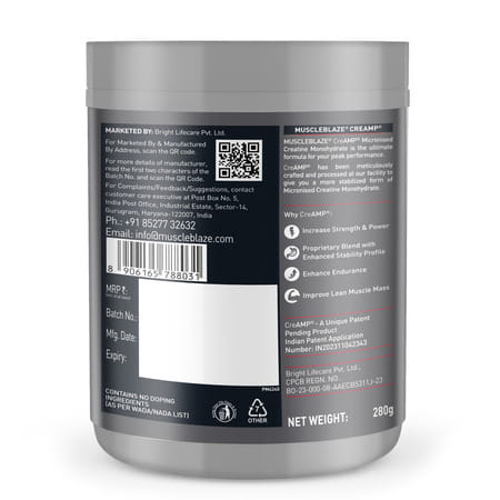 Muscleblaze Creatine Monohydrate Cream | Juicy Berries | 62 Servings - 280g / 0.61lbs