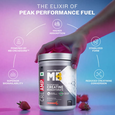 Muscleblaze Micronised Creatine Monohydrate Creamp Powder | Juicy Berries (80 Servings | 320G)