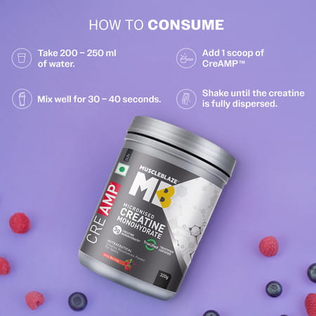 Muscleblaze Micronised Creatine Monohydrate Creamp Powder | Juicy Berries (80 Servings | 320G)