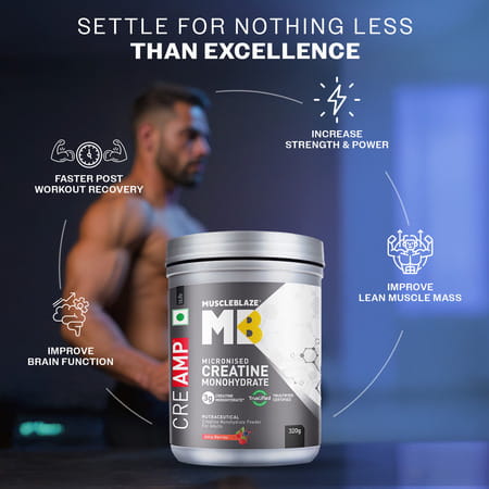 Muscleblaze Micronised Creatine Monohydrate Creamp Powder | Juicy Berries (80 Servings | 320G)