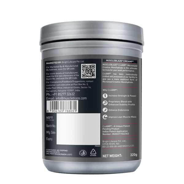 Muscleblaze Micronised Creatine Monohydrate Creamp Powder | Juicy Berries (80 Servings | 320G)