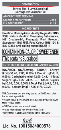 Muscleblaze Micronised Creatine Monohydrate Creamp Powder | Juicy Berries (80 Servings | 320G)