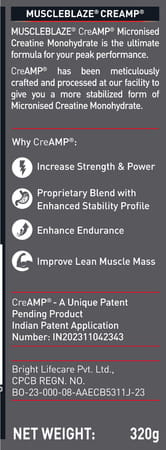 Muscleblaze Micronised Creatine Monohydrate Creamp Powder | Juicy Berries (80 Servings | 320G)