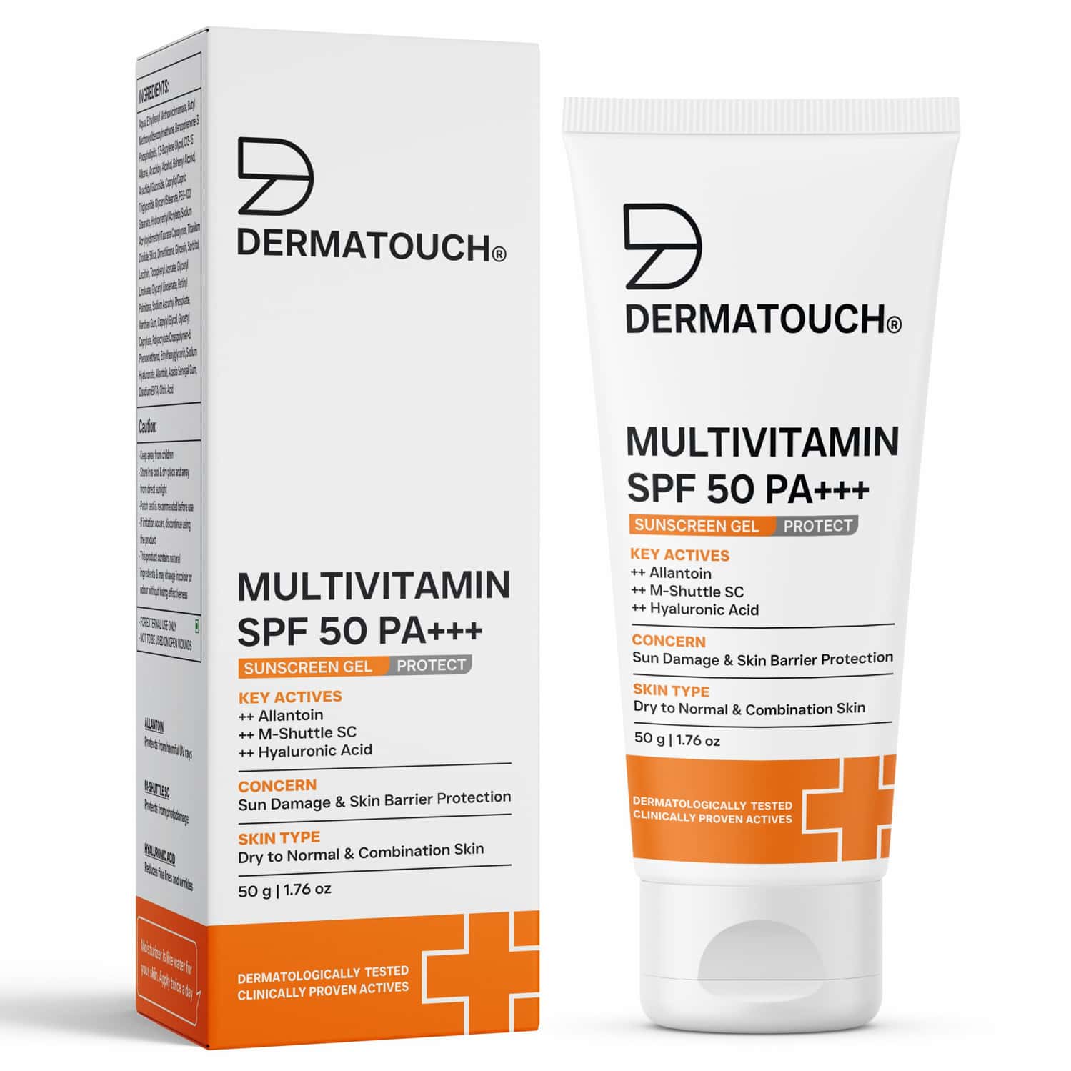 Dermatouch Multivitamin Spf 50 Pa+++ Sunscreen Gel | Uva-uvb Protection |zero White Cast | 50 G