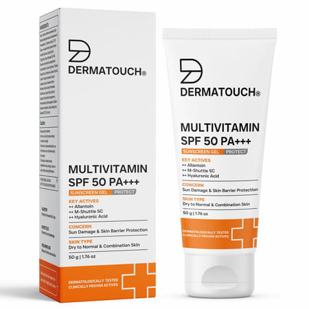 Dermatouch Multivitamin Spf 50 Pa+++ Sunscreen Gel | Uva-Uvb Protection |Zero White Cast | 50 G
