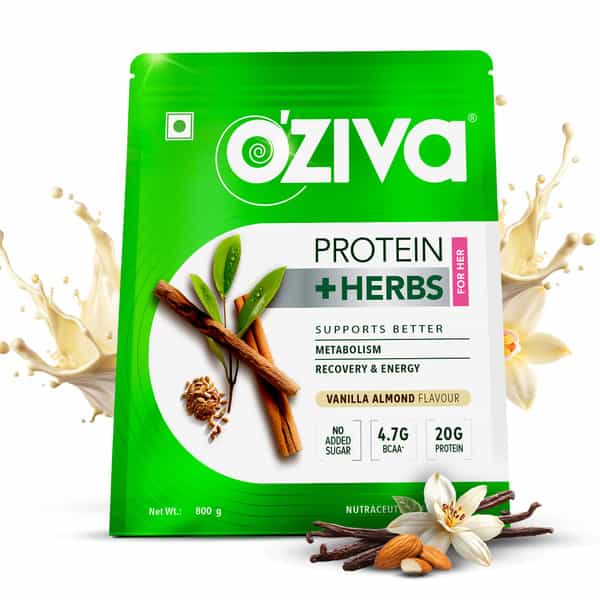Oziva Protein & Herbs | For Women | Vanilla Almond | For Better Metabolism & Skin | 800 Gm