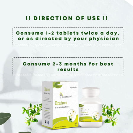 Four Seasons Brahmi Tablet - 60 Tabs| Mind Wellness | Improves Alertness (Pack Of 2)