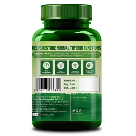 Himalayan Organics Thyroid Supplement | Natural Ingredients For Both Men & Women (60 Capsules)